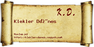 Klekler Dénes névjegykártya